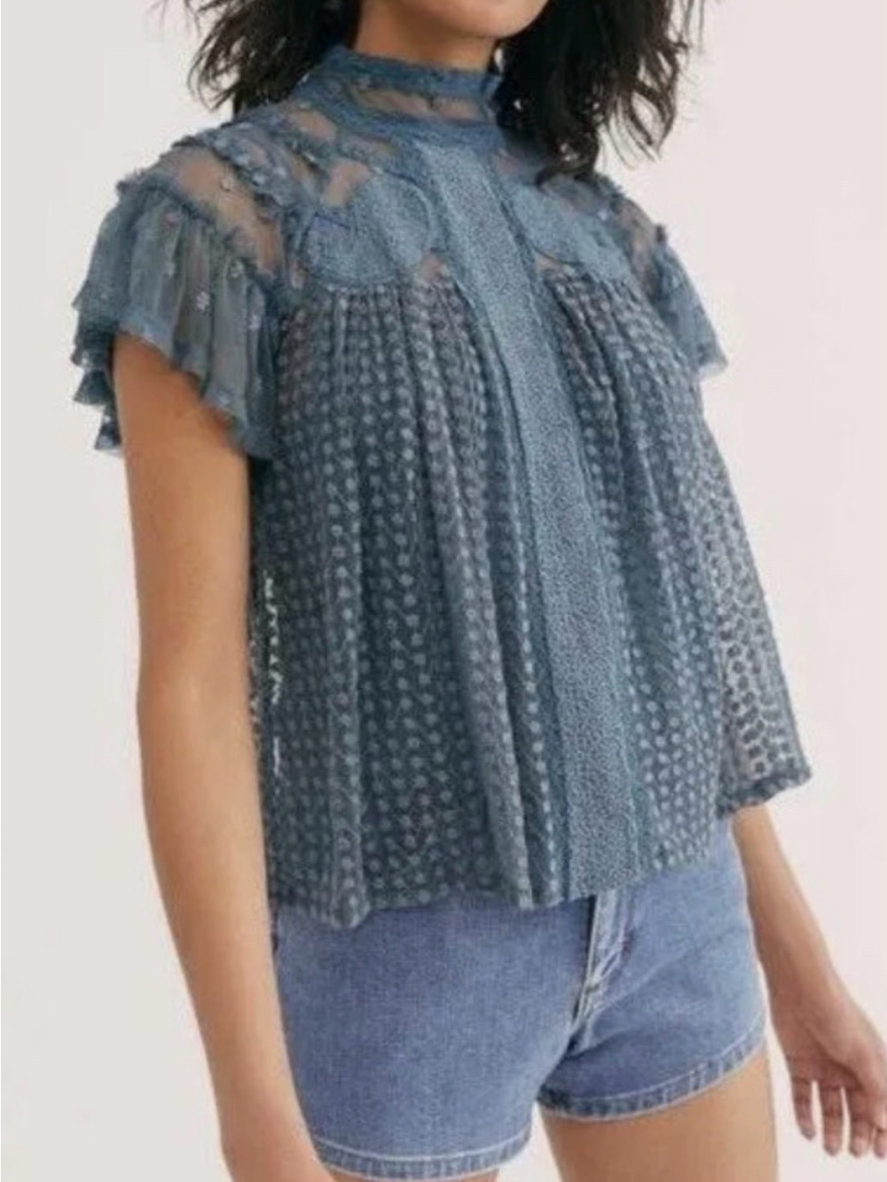Free People Mesh Ruffle Blouse - Picture 4 of 4